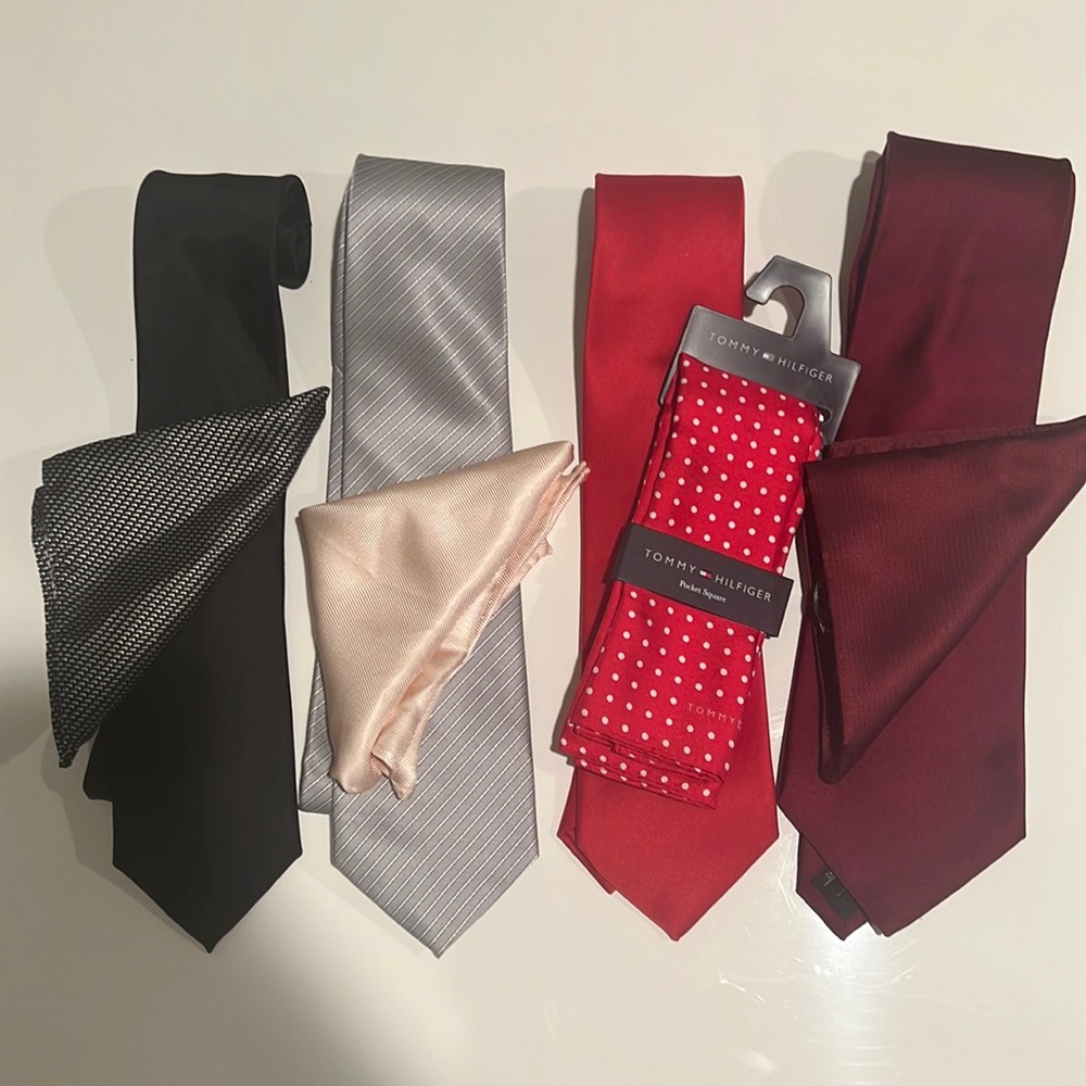 4 ties and 4 pocket square bundle